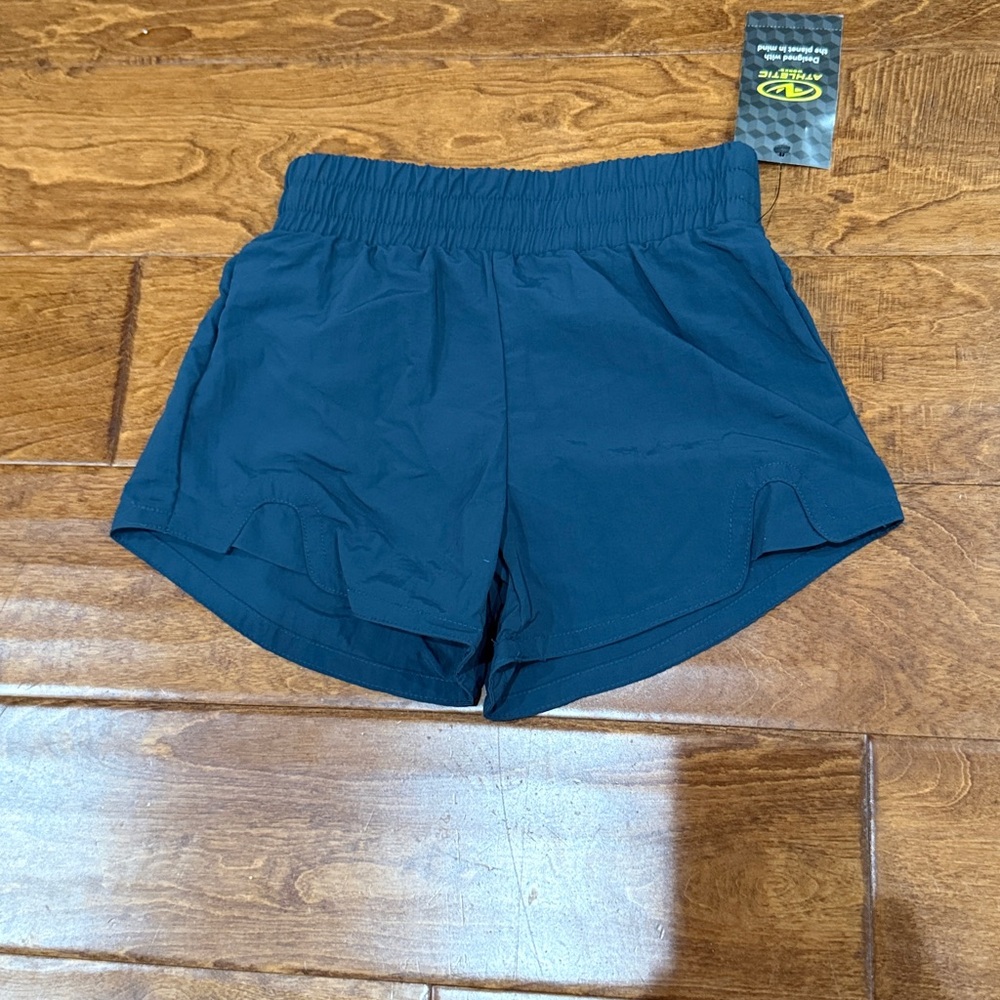 NWT Size Large (10-12) ATHLETIC WORKS High waist Navy Blue Shorts